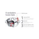 Ver imagem 3 de Caçarola Tramontina Solar Rasa em Aço Inox Fundo Triplo com Tampa e Alças 20 Cm 2,9 L