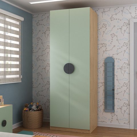 Guarda Roupa Infantil Modulado 2 Portas com Nichos e Cabideiro Joy Kids CabeCasa MadeiraOriginals