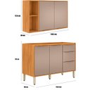 Ver imagem 4 de Kit Armário Aéreo e Balcão sem Tampo 2 Portas 120 cm Valena Cinamon/Nude