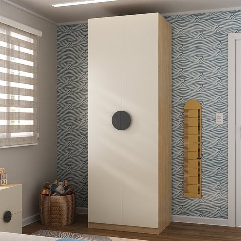 Guarda Roupa Infantil Modulado 2 Portas com Nichos e Cabideiro Joy Kids CabeCasa MadeiraOriginals