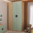 Ver imagem 1 de Guarda Roupa Infantil Planejado de Canto 2 Portas Joy Kids CabeCasa MadeiraOriginals Verde/Avena