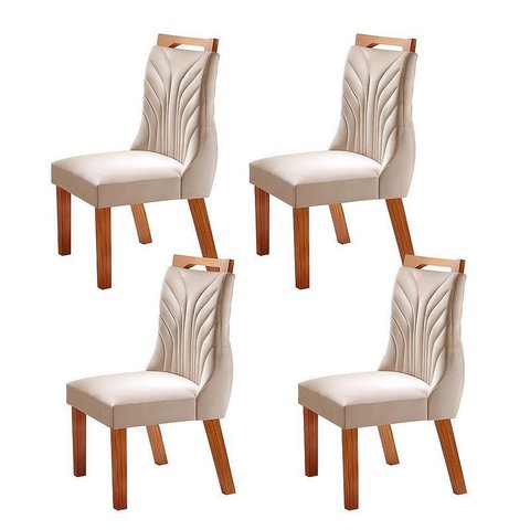4 Cadeiras para Mesa de Jantar Estofada - Veneza - Lj Móveis