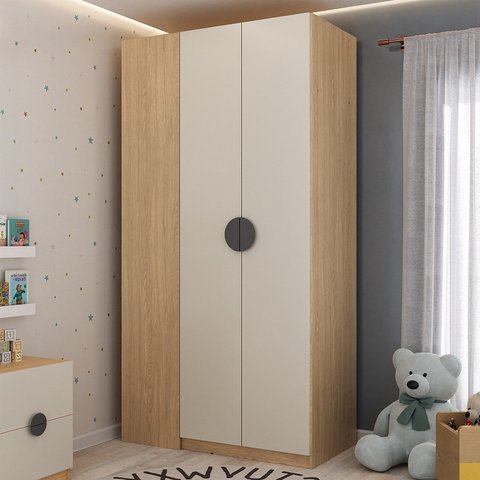 Guarda Roupa Infantil Modulado de Canto 2 Portas Joy Kids CabeCasa MadeiraOriginals