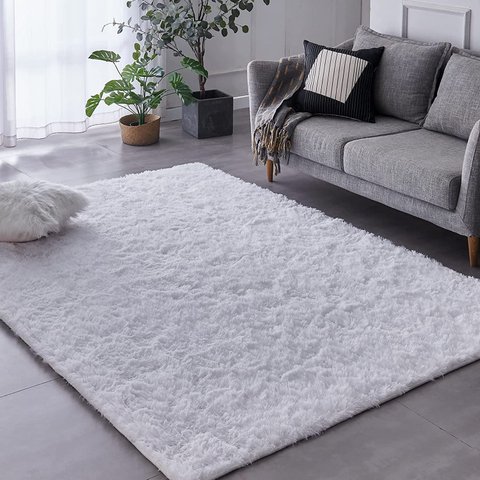 Tapete Pelo Alto Felpudo Peludo Macio Anti Derrapante Alérgico Branco 200 x 200 cm