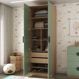 Guarda Roupa Infantil Modulado 2 Portas com Nichos e 2 Gavetas Joy Kids CabeCasa MadeiraMadeira - 3