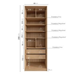 Guarda Roupa Infantil Modulado 2 Portas com Nichos e 2 Gavetas Joy Kids CabeCasa MadeiraMadeira - 7