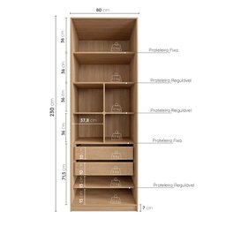 Guarda Roupa Infantil Modulado 2 Portas com Nichos e 2 Gavetas Joy Kids CabeCasa MadeiraMadeira - 6