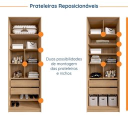 Guarda Roupa Infantil Modulado 2 Portas com Nichos e 2 Gavetas Joy Kids CabeCasa MadeiraMadeira - 9