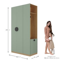 Guarda-Roupa Modulado Infantil 2 Peças com 4 Portas 2 Gavetas com Nichos e Sapateira Joy Kids Cabecasa Madeiramadeira - 5