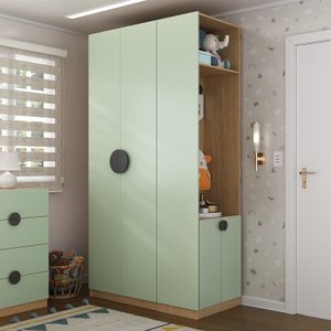 Guarda-Roupa Modulado Infantil 2 Peças com 4 Portas 2 Gavetas com Nichos e Sapateira Joy Kids Cabecasa Madeiramadeira