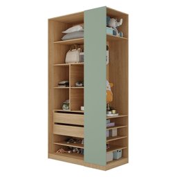 Guarda-Roupa Modulado Infantil 2 Peças com 4 Portas 2 Gavetas com Nichos e Sapateira Joy Kids Cabecasa Madeiramadeira - 3
