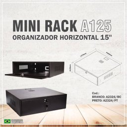 Caixa Mini Rack Organizador Preta Horizontal Gabinete Ipec - 2
