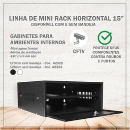 Caixa Mini Rack Organizador Preta Horizontal Gabinete Ipec - 4