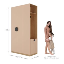Guarda-Roupa Modulado Infantil 2 Peças com 4 Portas 2 Gavetas com Nichos e Sapateira Joy Kids Cabecasa Madeiramadeira - 5