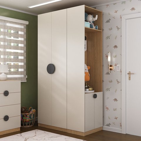 Guarda-Roupa Modulado Infantil 4 Portas 2 Gavetas e Sapateira Joy Kids CabeCasa MadeiraOriginals