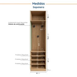 Guarda Roupa Modulado Infantil 3 Peças 2 Gavetas Joy Kids CabeCasa MadeiraMadeira - 9