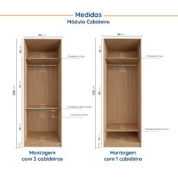 Guarda Roupa Modulado Infantil 3 Peças 2 Gavetas Joy Kids CabeCasa MadeiraMadeira - 8