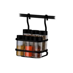 Porta Temperos Condimentos Suporte Preto Fosco 7 Peças - 1