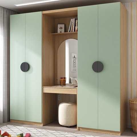 Guarda-Roupa Modulado Infantil 3 Peças 4 Portas com Espelho e LED Joy Kids CabeCasa MadeiraOriginals