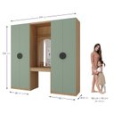 Ver imagem 4 de Guarda-Roupa Planejado Infantil 3 Peças 4 Portas com Espelho e LED Joy Kids CabeCasa MadeiraOriginals Verde/Avena