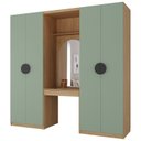 Ver imagem 3 de Guarda-Roupa Planejado Infantil 3 Peças 4 Portas com Espelho e LED Joy Kids CabeCasa MadeiraOriginals Verde/Avena