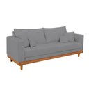 Ver imagem 7 de Kit 2 Poltronas Living + Sofá 2 Lugares Base Madeira Linho Cor:grafite