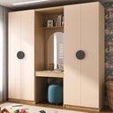 Ver imagem 2 de Guarda-Roupa Modulado Infantil 3 Peças 4 Portas com Espelho e LED Joy Kids CabeCasa MadeiraOriginals