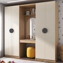 Ver imagem 1 de Guarda-Roupa Planejado Infantil 3 Peças 4 Portas com Espelho e LED Joy Kids CabeCasa MadeiraOriginals Cinza/Avena