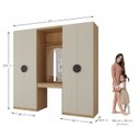 Ver imagem 4 de Guarda-Roupa Planejado Infantil 3 Peças 4 Portas com Espelho e LED Joy Kids CabeCasa MadeiraOriginals Cinza/Avena