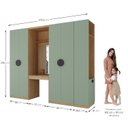 Ver imagem 6 de Guarda-Roupa Planejado Infantil 4 Peças 6 Portas Espelho e LED Joy Kids CabeCasa MadeiraOriginals Verde/Avena
