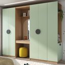 Ver imagem 1 de Guarda-Roupa Planejado Infantil 4 Peças 6 Portas Espelho e LED Joy Kids CabeCasa MadeiraOriginals Verde/Avena