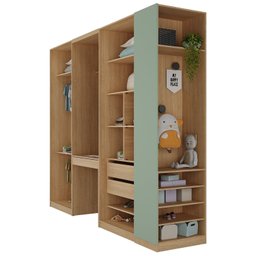 Guarda Roupa Modulado Infantil 4 Peças 6 Portas com Espelho Joy Kids CabeCasa MadeiraMadeira - 4