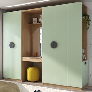 Guarda Roupa Modulado Infantil 4 Peças 6 Portas com Espelho Joy Kids CabeCasa MadeiraMadeira