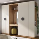 Ver imagem 1 de Guarda-Roupa Planejado Infantil 4 Peças 6 Portas Espelho e LED Joy Kids CabeCasa MadeiraOriginals Cinza/Avena