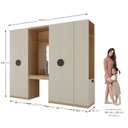 Ver imagem 5 de Guarda-Roupa Planejado Infantil 4 Peças 6 Portas Espelho e LED Joy Kids CabeCasa MadeiraOriginals Cinza/Avena