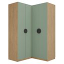 Ver imagem 3 de Guarda Roupa Planejado Infantil de Canto 4 Portas 2 Gavetas Joy Kids CabeCasa MadeiraOriginals Verde/Avena