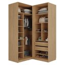 Ver imagem 3 de Guarda Roupa Planejado Infantil de Canto 4 Portas 2 Gavetas Joy Kids CabeCasa MadeiraOriginals Cinza/Avena