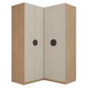 Ver imagem 4 de Guarda Roupa Planejado Infantil de Canto 4 Portas 2 Gavetas Joy Kids CabeCasa MadeiraOriginals Cinza/Avena