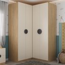 Ver imagem 1 de Guarda Roupa Planejado Infantil de Canto 4 Portas 2 Gavetas Joy Kids CabeCasa MadeiraOriginals Cinza/Avena