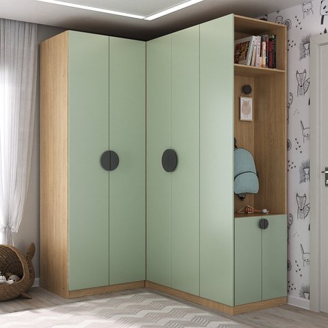 Guarda Roupa Modulado Infantil de Canto 6 Portas 2 Gavetas Joy Kids CabeCasa MadeiraOriginals