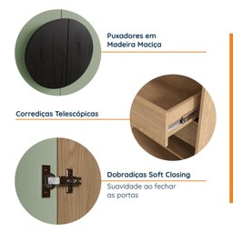Guarda Roupa Modulado Infantil de Canto 3 Peças 6 Portas 2 Gavetas Joy Kids CabeCasa MadeiraMadeira - 11