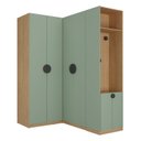Ver imagem 4 de Guarda Roupa Planejado Infantil de Canto 6 Portas 2 Gavetas Joy Kids CabeCasa MadeiraOriginals Verde/Avena