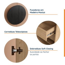 Guarda Roupa Modulado Infantil de Canto 3 Peças 6 Portas 2 Gavetas Joy Kids CabeCasa MadeiraMadeira - 12