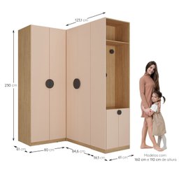 Guarda Roupa Modulado Infantil de Canto 3 Peças 6 Portas 2 Gavetas Joy Kids CabeCasa MadeiraMadeira - 5