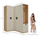 Ver imagem 5 de Guarda Roupa Planejado Infantil de Canto 6 Portas 2 Gavetas Joy Kids CabeCasa MadeiraOriginals Cinza/Avena