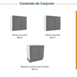 Lavanderia Modulada 3 Peças sem Tampo 2 Armários Aéreos 4 Portas 1 Balcão Cabecasa Madeiramadeira - 3