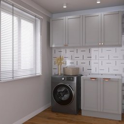 Lavanderia Modulada 3 Peças sem Tampo 2 Armários Aéreos 4 Portas 1 Balcão Cabecasa Madeiramadeira - 9