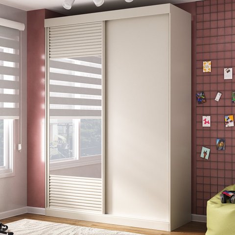 Guarda Roupa Infantil 2 Portas 1 Porta com Espelho Samambaia Teen CabeCasa MadeiraOriginals
