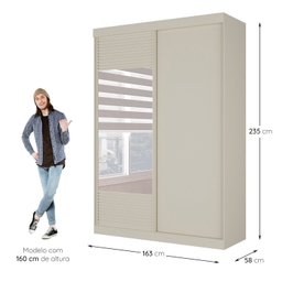 Guarda Roupa Infantil 2 Portas 1 Porta com Espelho Samambaia Teen CabeCasa MadeiraMadeira - 6