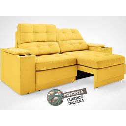 Sofá com Porta Copos e Carregador USB Eureka 1,70m Assento Retrátil e Reclinável Velosuede - 7